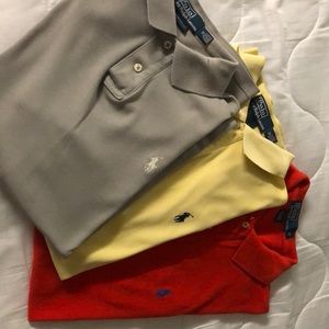 (3) Fitted used Medium Ralph Lauren Polo shirts.